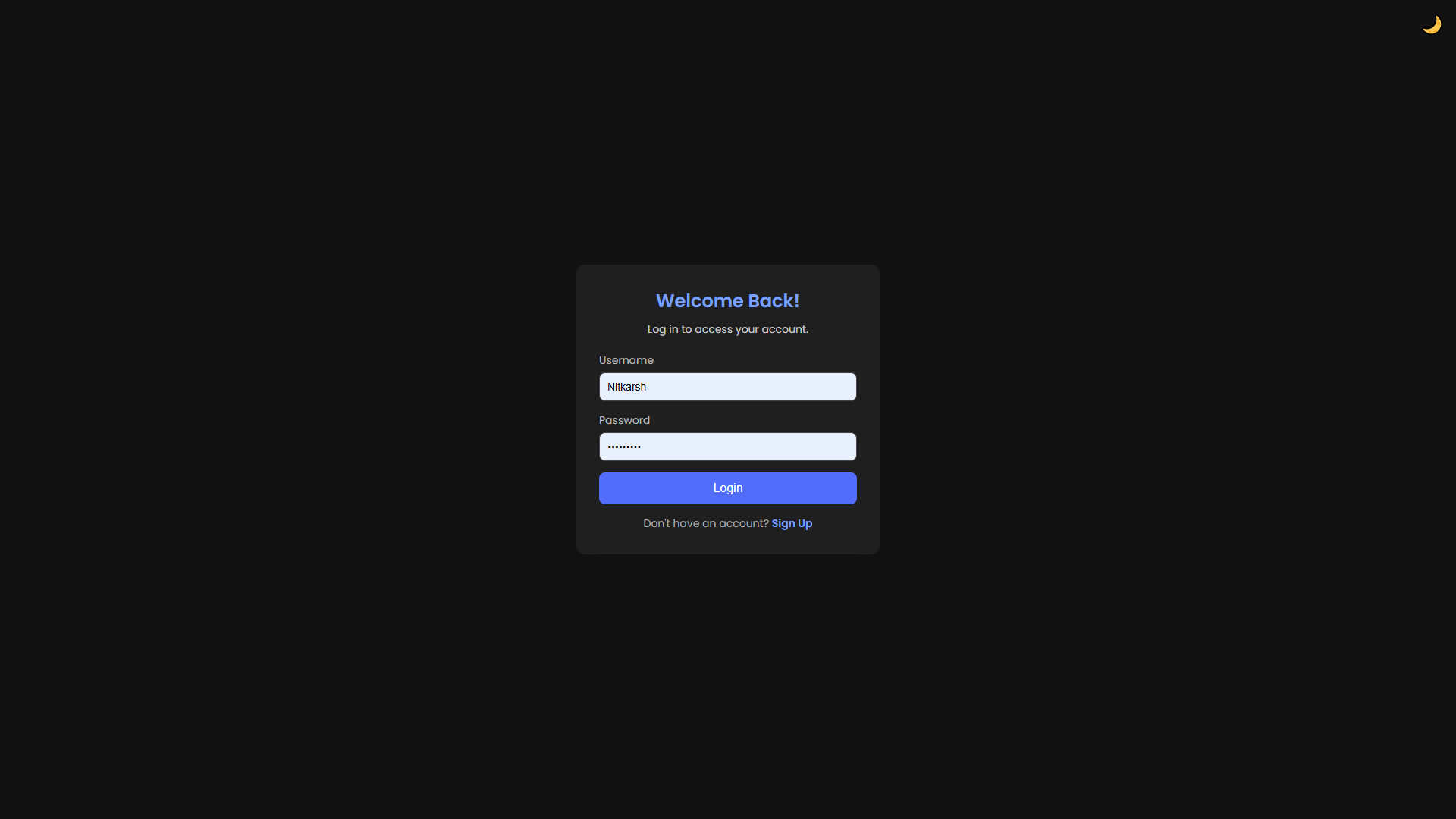 Login Page - Black Theme