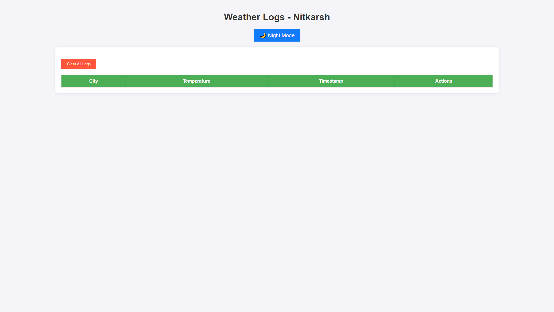 Weather Logs Page - White Theme